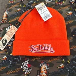 Von Dutch Orange Knit Hat **NEW